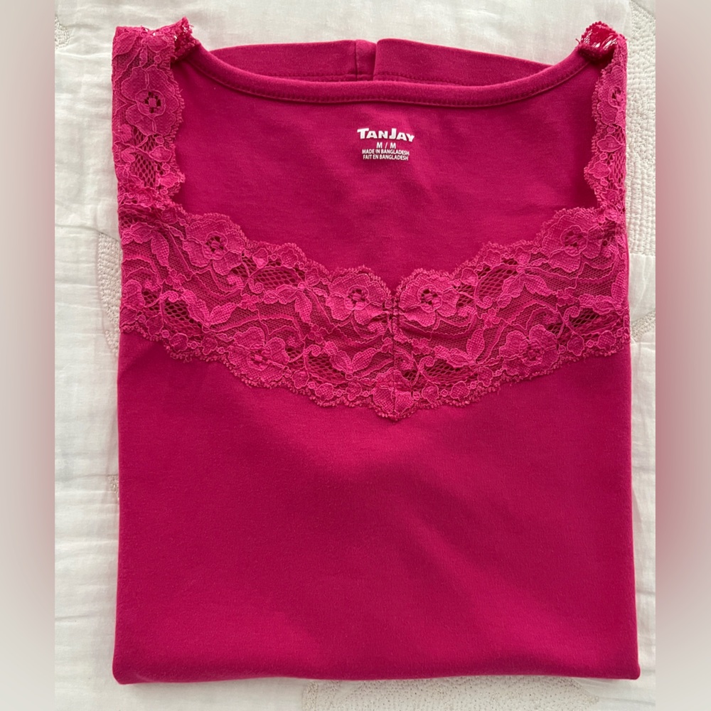 Deep Raspberry Lacy Top  M - Picture 2 of 8